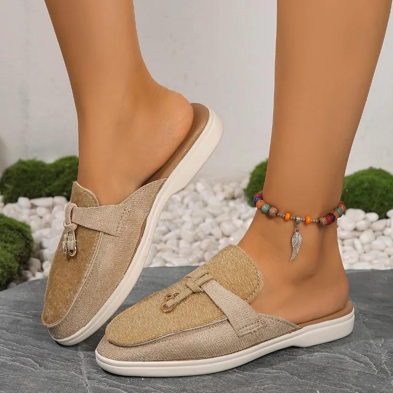 2024 Новые повседневные мокасины с кисточками для верхней одежды Модные женские туфли-лодочки с металлической пряжкой Удобные туфли без застежек