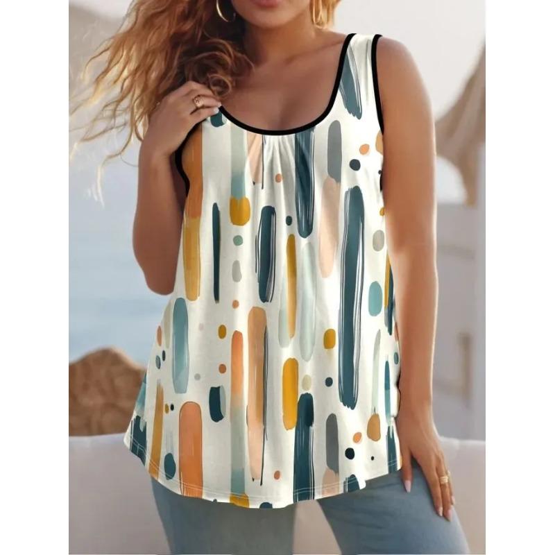 Летний женский жилет без рукавов с креативным цветным принтом, удобный, мягкий, модный, универсальный жилет