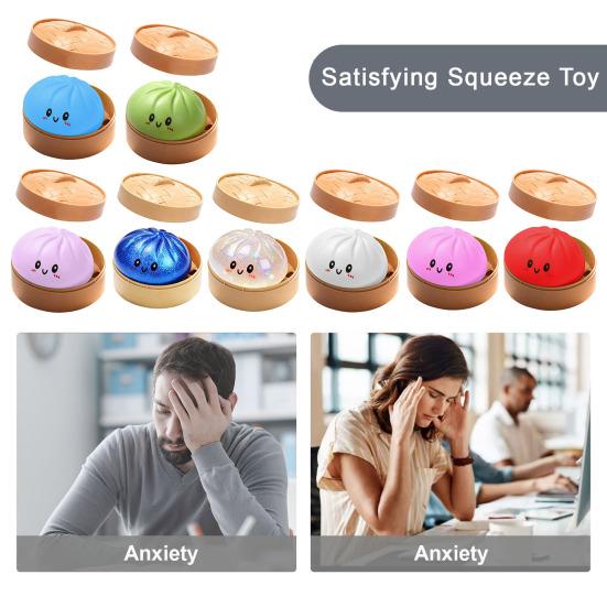 Steamed Bun Squeeze Toy, Cute Dumpling Stress Relief Ball, Slow Rising Decompression Toy for Desk, Kawaii Fidget Gift