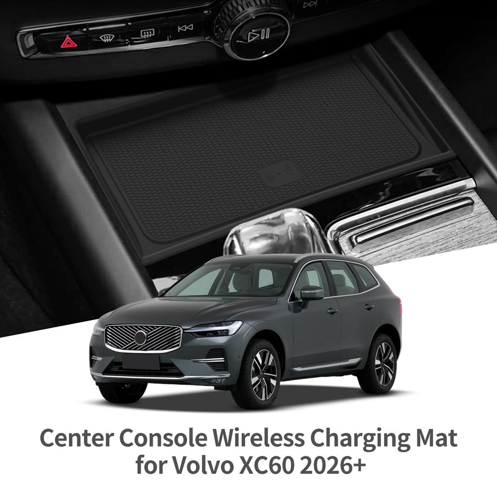 Для Volvo XC60 2026 Силиконовый коврик для беспроводной зарядки телефона Противоскользящий Защитный коврик от грязи Аксессуары для интерьера автомобиля Черный
