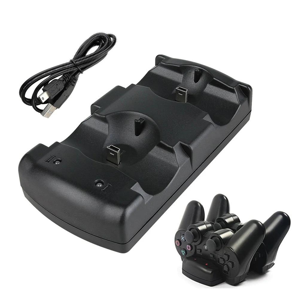 Зарядная станция для контроллера PS3, зарядная станция 2 в 1 со светодиодным индикатором, совместимая с оригинальным контроллером PS3/MOVE,
