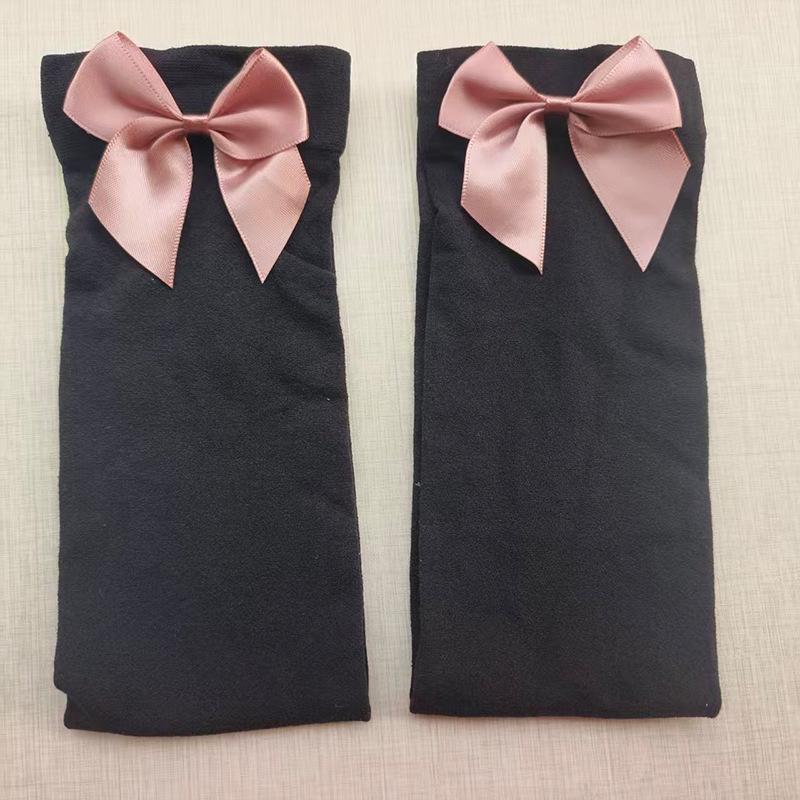 Women's Lace Trim Erotic Silk Thigh-High Stockings with Bow