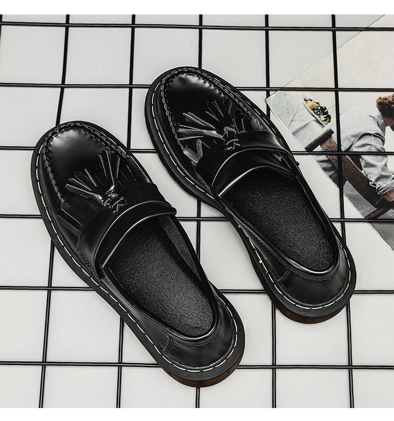 Женские универсальные кожаные лоферы и низкие ботинки Мартина с круглым носком - повседневный британский стиль