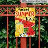 2D Flat, Vintage Summer Metal Wall Plaque - Lemonade & Watermelon Slices with Sweet Summer Time Text - 8x12 Inch Retro Aluminium Sign for Home, Cafe