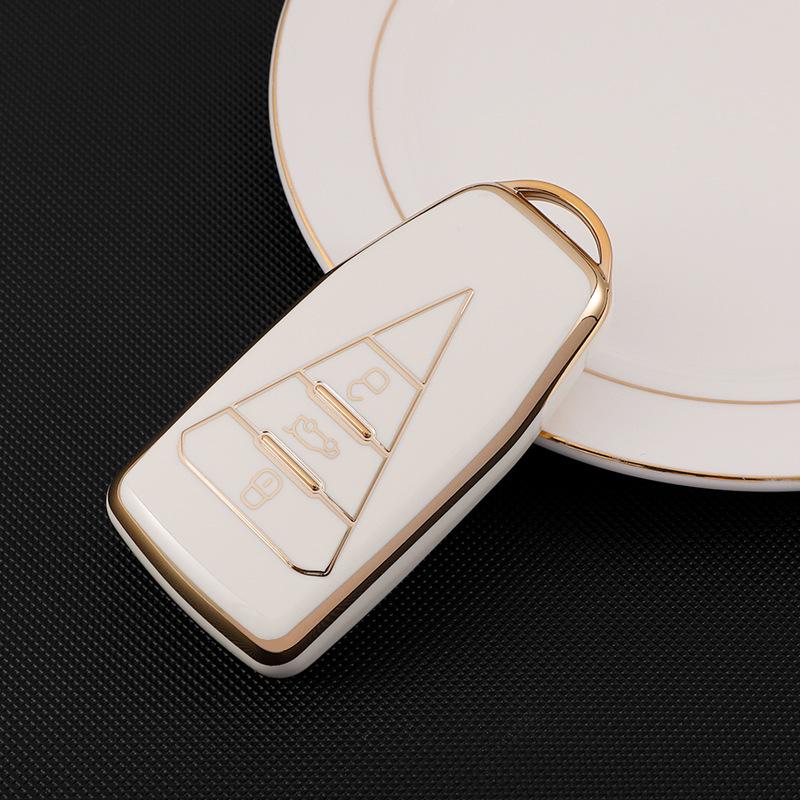 Чехол для ключа автомобиля Dongfeng Venucia: Защитный чехол с золотой кромкой для D60, T60plus/EV, T90, T70 с пряжкой