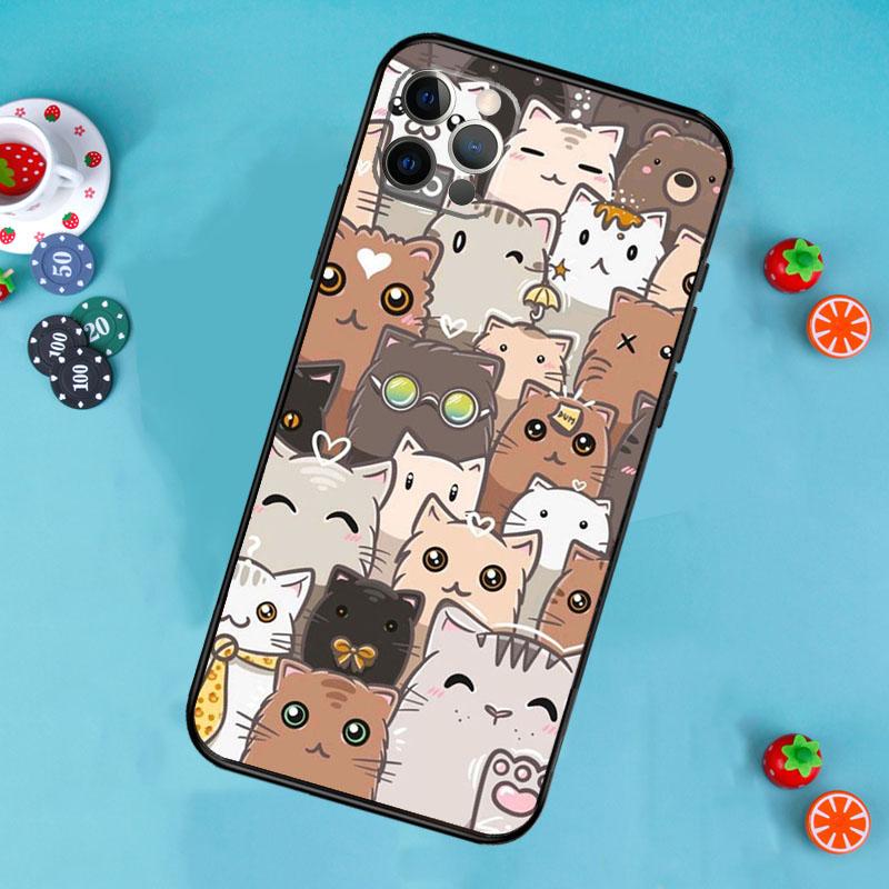 Забавные милые кошки Чехол для телефона Для iPhone 17 Air 16 15 14 13 11 12 Pro Max 13 12 mini 15 16 Plus 16e Чехол Funda
