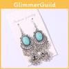 Ethnic Alloy Style Dangle Earrings Featuring Peacock Blue Finish For Ladies