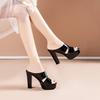 Slippers women's outer wear 2021 summer new fashion waterproof table one-word mop versatile high heels thick heel sandals women