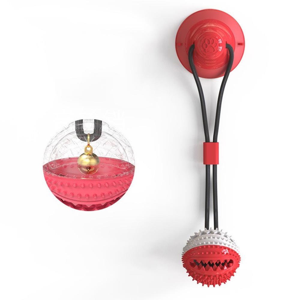 Dog Slow Food Chew Ball Pet Pull Toy with Suction Cup Cleaning Teeth Grinding Pet Training Interactive Toys