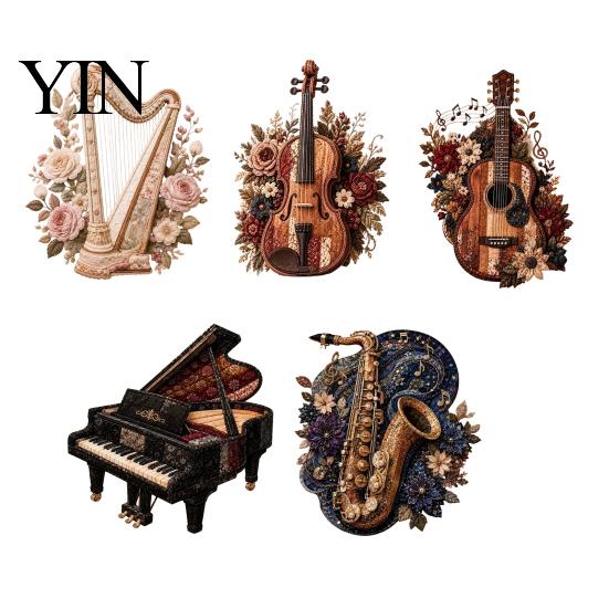 DIY Kits for Weekend Activities Patchwork Music Instrument Kit, Fabric Sewing Set with Pre-cut Craft Projects Families And Tools, Piano Violin