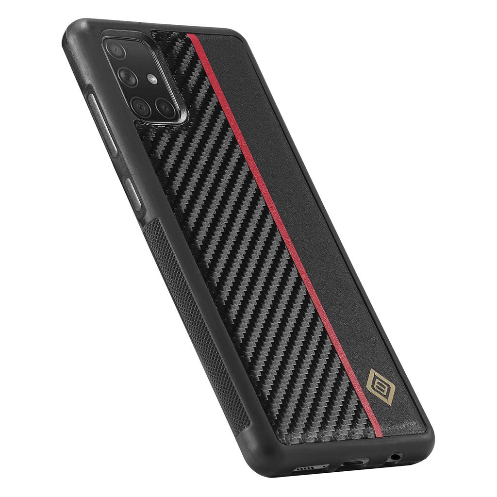 LC.IMEEKE For Samsung Galaxy A51 4G SM-A515 Slim-Fit Phone Cover Carbon Fiber Texture PU Leather+TPU+EVA Shell