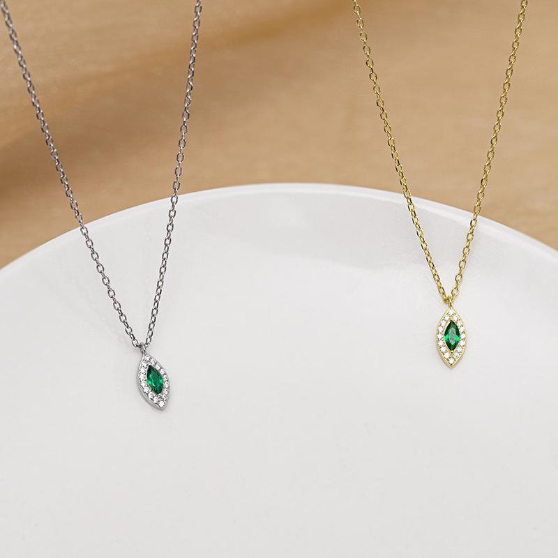 Ожерелье Banyan Tree S925 Silver Emerald Horus Eye - 14K Gold Plated Retro Clavicle Chain для женщин