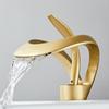 Bathroom Basin Taps Single Handle Waterfall Faucet Solid Brass Basin Mixer Taps Creative Hollowed Out Design Taps
