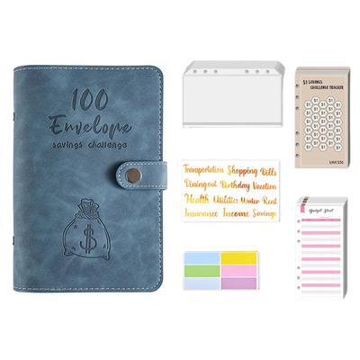 100 конвертов Money Saving Challenge Budget Binder Обложка из искусственной кожи с карманом из ПВХ для кассового конверта