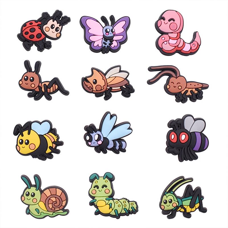 12шт милые насекомые серии ПВХ подвески для обуви для украшения обуви