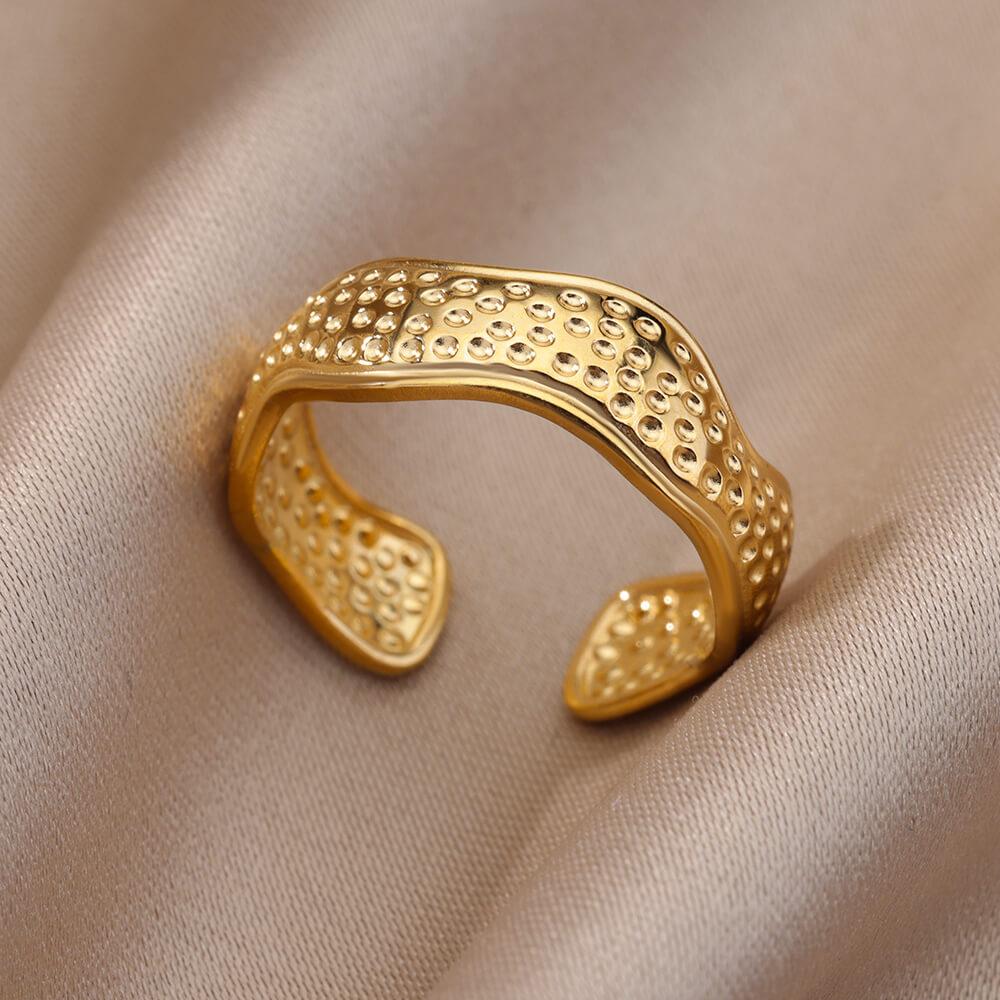 Opening Rings for Women Stainless Steel Gold Color Geometric Ring Fashion Simple Party Christmas Jewelry Gift