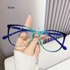 Korean Fashion Anti Blue Light Glasses Square Gradient Blue Frame Vintage Men Women Simple Design Eye Protection Eyewear