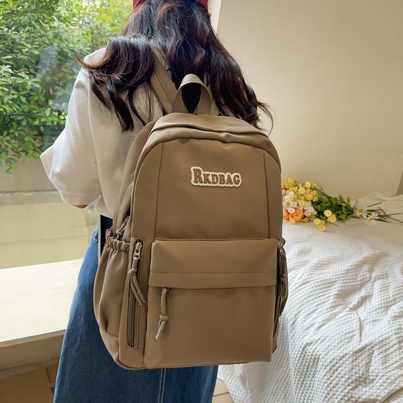 Студенческий однотонный школьный женский рюкзак в студенческом стиле с буквенным принтом, рюкзак большой емкости