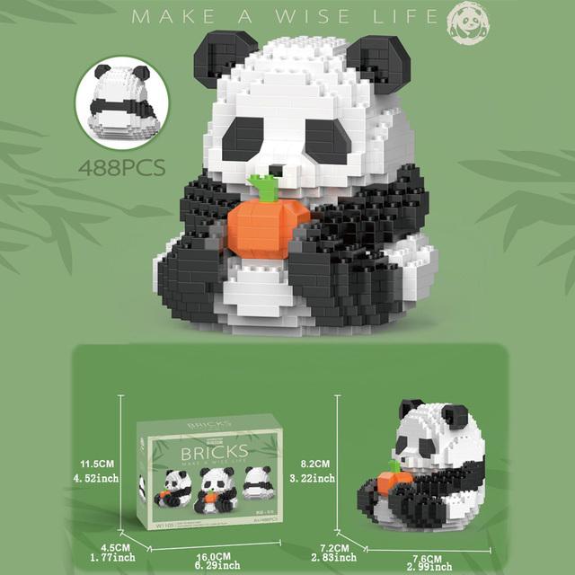 Mini Cute Creative Panda Micro Building Blocks 3D Diamond Model Animals Bricks DIY City Construction Toys for Children Kids Gift