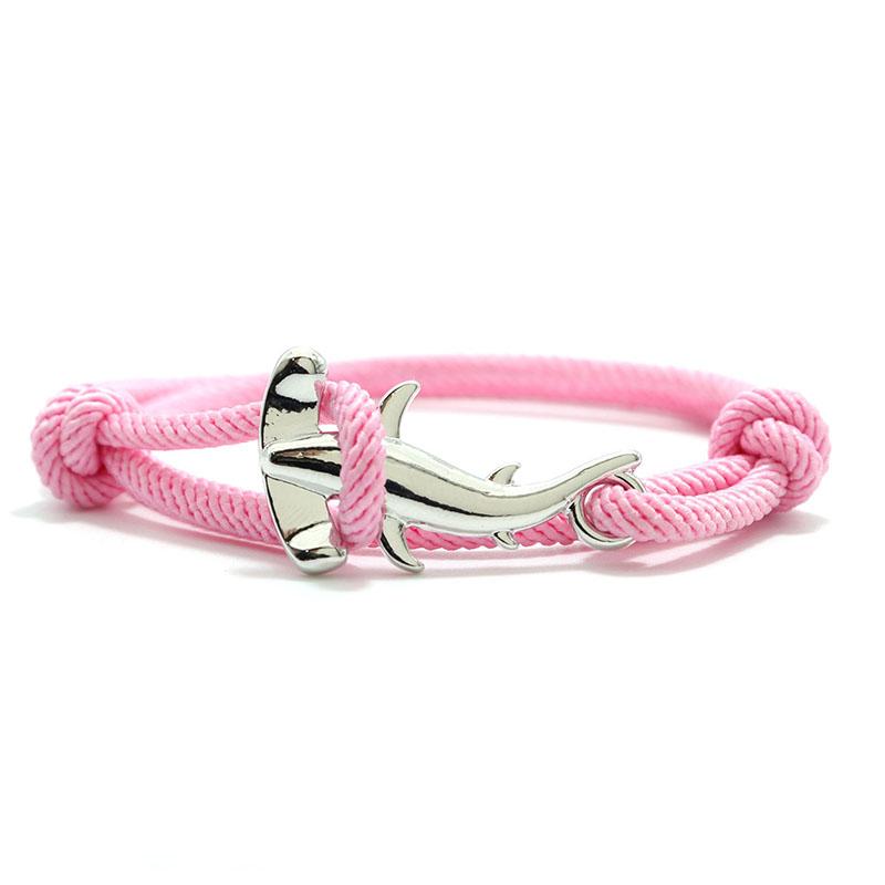 Double Layer Mens Shark Bracelet Sliding Adjustable 3mm Thin String Braslet Beach Nautical Silk Rope Braclet Pulseiras Hombre