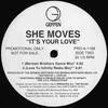 12-дюймовая пластинка SHE MOVES - It's Your Love PROA1168 Geffen Records 1998 США Танцевальная и Электронная Музыка Б/У
