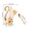 7pcs Zinc Alloy Swan Base Holder Golden 6 Teaspoons Coffee Dinnerware Set Mirror Finish Dessert Spoon Set For Bistros Bars