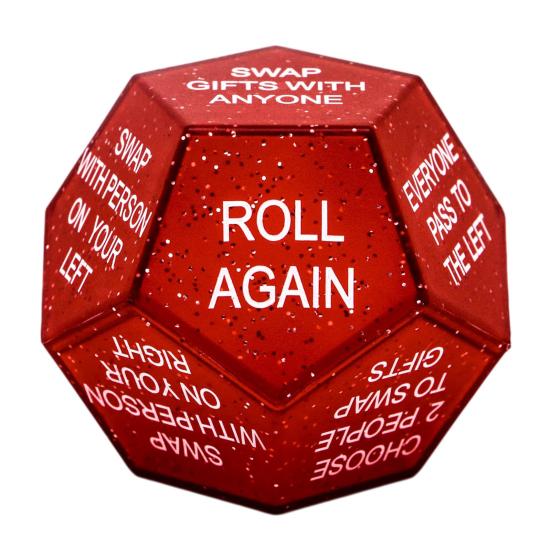 Party Interaction Tools Santa Swap Gift Exchange Dice, 12-Side Glitter Game Christmas Stocking Stuffers, Ideas Secret Props Dice for Family