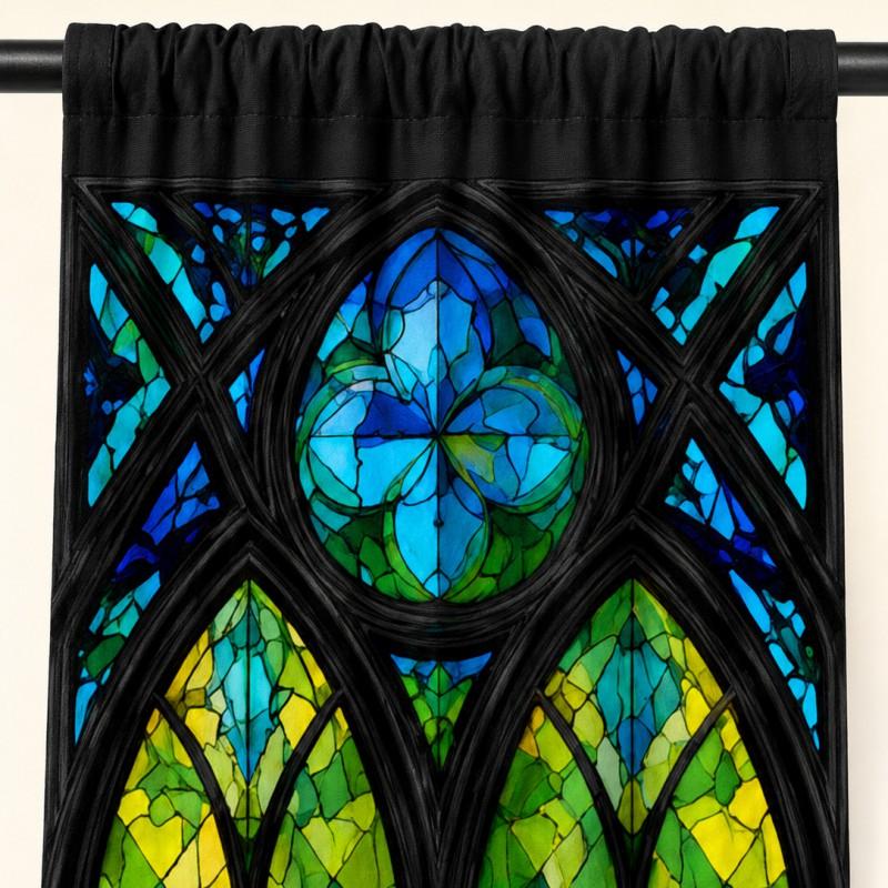 Stained Glass Print Blackout Curtains Living Room Bedroom Nordic Style Decorative Window Treatment Set Of 2 Panels