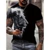 Мужская футболка с 3D принтом льва, летняя, повседневная, мужская, свободного кроя, с коротким рукавом, городская уличная, мужская модная футболка с коротким рукавом