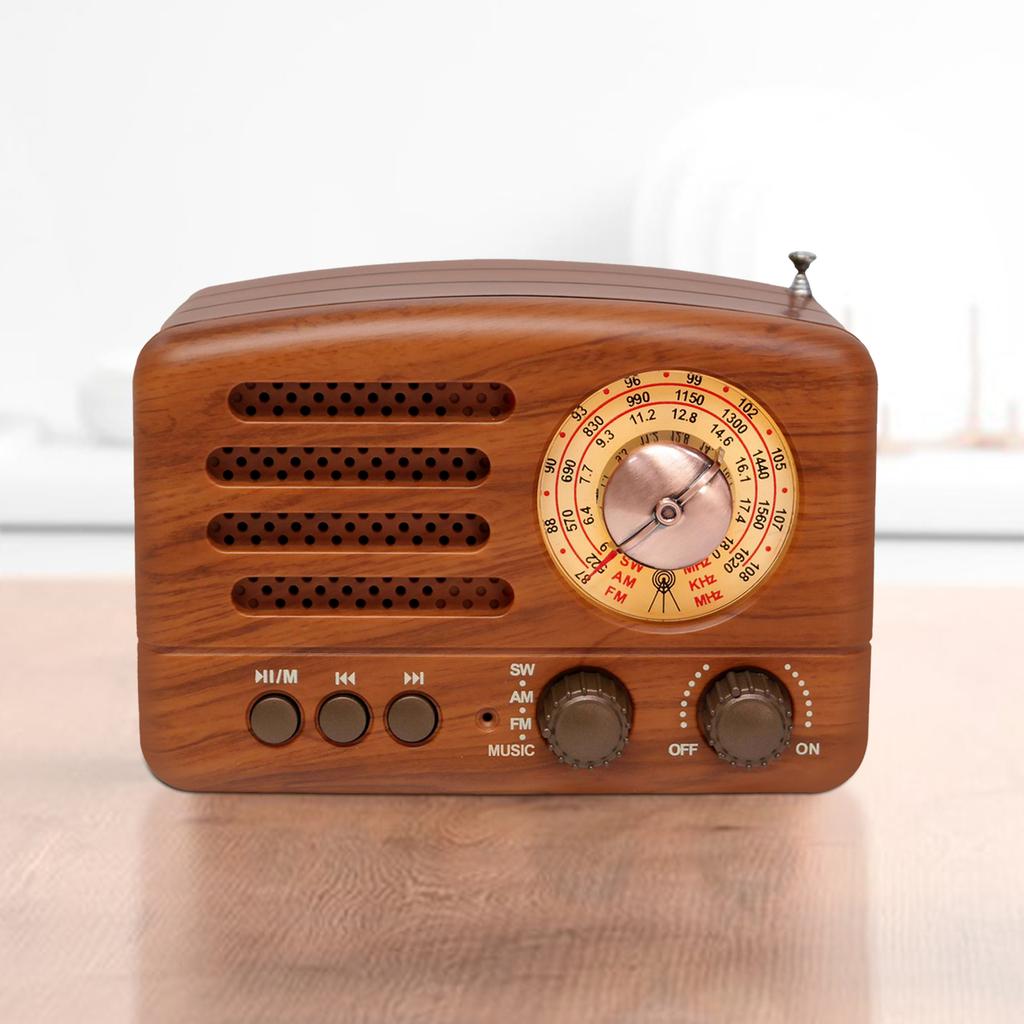 Ретро Настольный FM AM Радиоприемник Перезаряжаемый MP3 Стерео Bluetooth Динамик