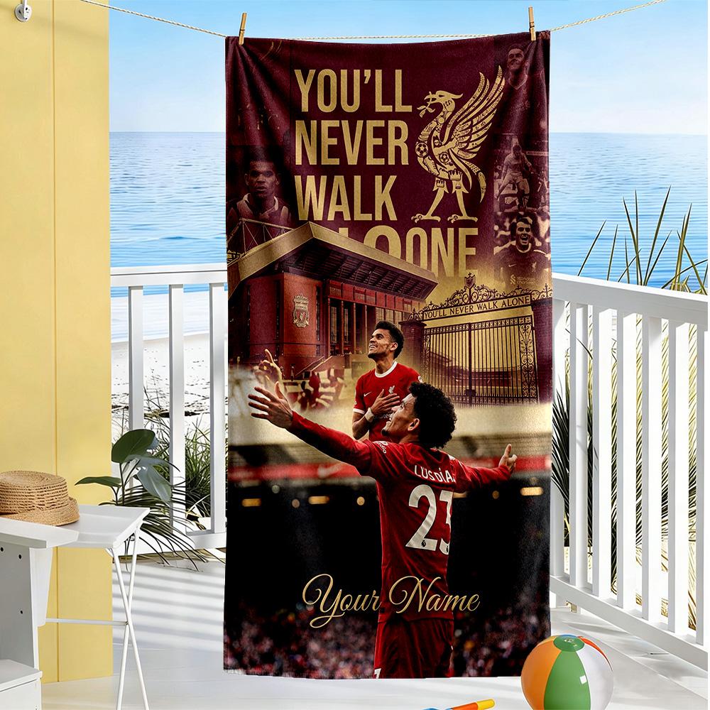 Liverpool Fc Personalized Name Beach Towel Super Soft Absorbent Ideal For Travel Outdoor Swim Pool Yoga Surf Camping Hiking Gym Gift Holiday