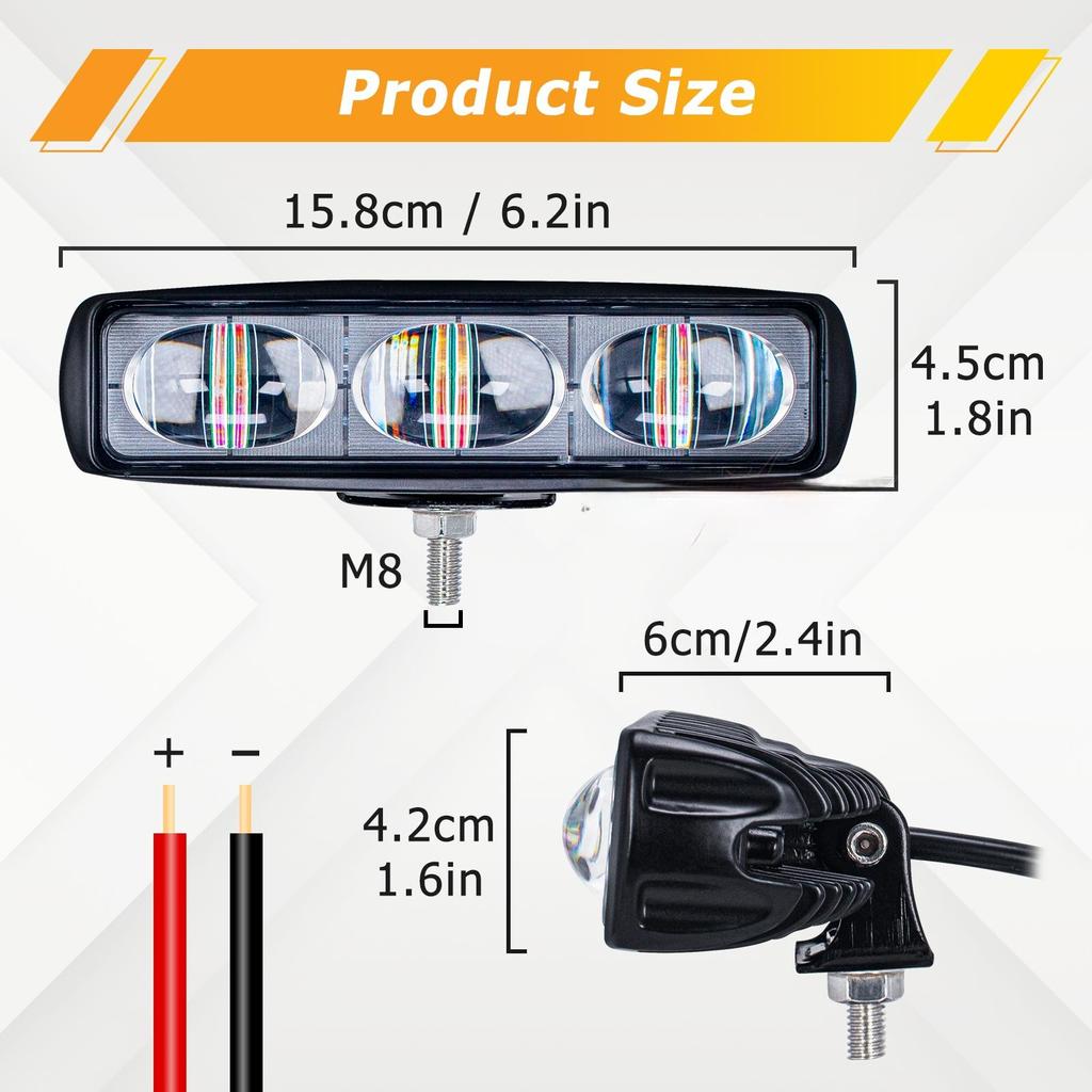 IP68 Красный вилочный погрузчик с прицепом, светодиодный светильник с прямым лучом, предупреждение о безопасности, рабочий точечный светильник, индикатор, пешеходный склад, 12 В-100 В