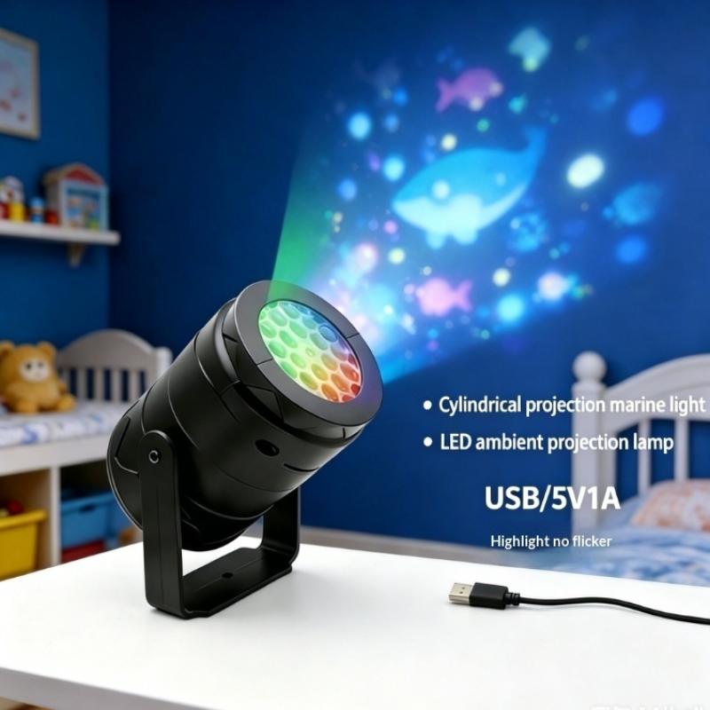 Проекторные светильники с узором океана USB LED Вращающаяся сценическая атмосфера Лампа Садовое освещение Вечеринка Праздничный декор