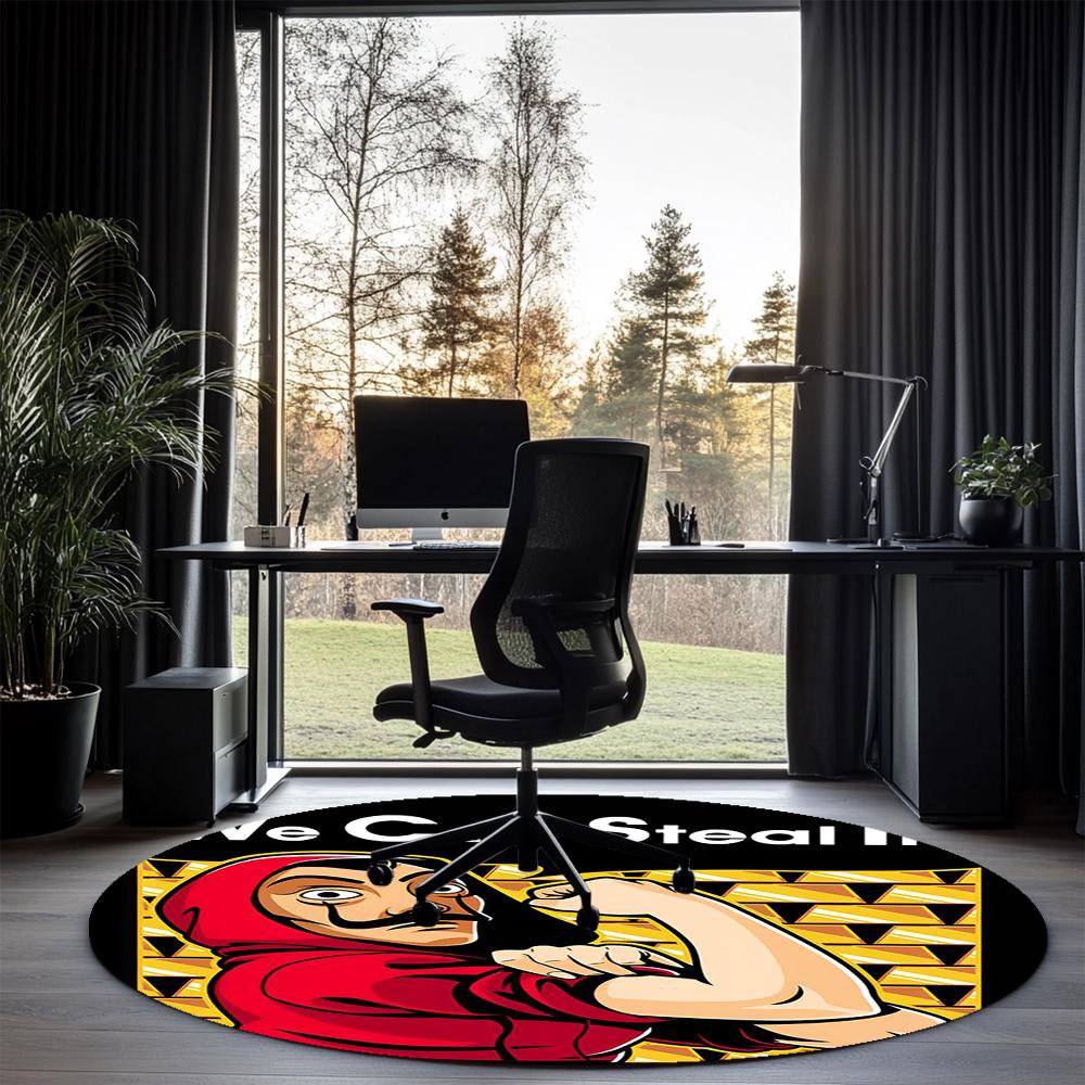 La Casa De Papel Printed Round Rug Carpet Chair Rug Area Rug Entryway Doormats,for Office Chair Living Room Bedroom Kitchen Room.