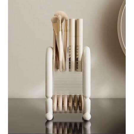 Ecarla Organizer Na Pędzle I Kosmetyki 20X12X10Cm Kremowy Cb59
