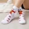 Cartoon Funny Xmas Sock Warm Mid-calf Socks Gifts Magnetic Holding Hands Socks  For Women Men