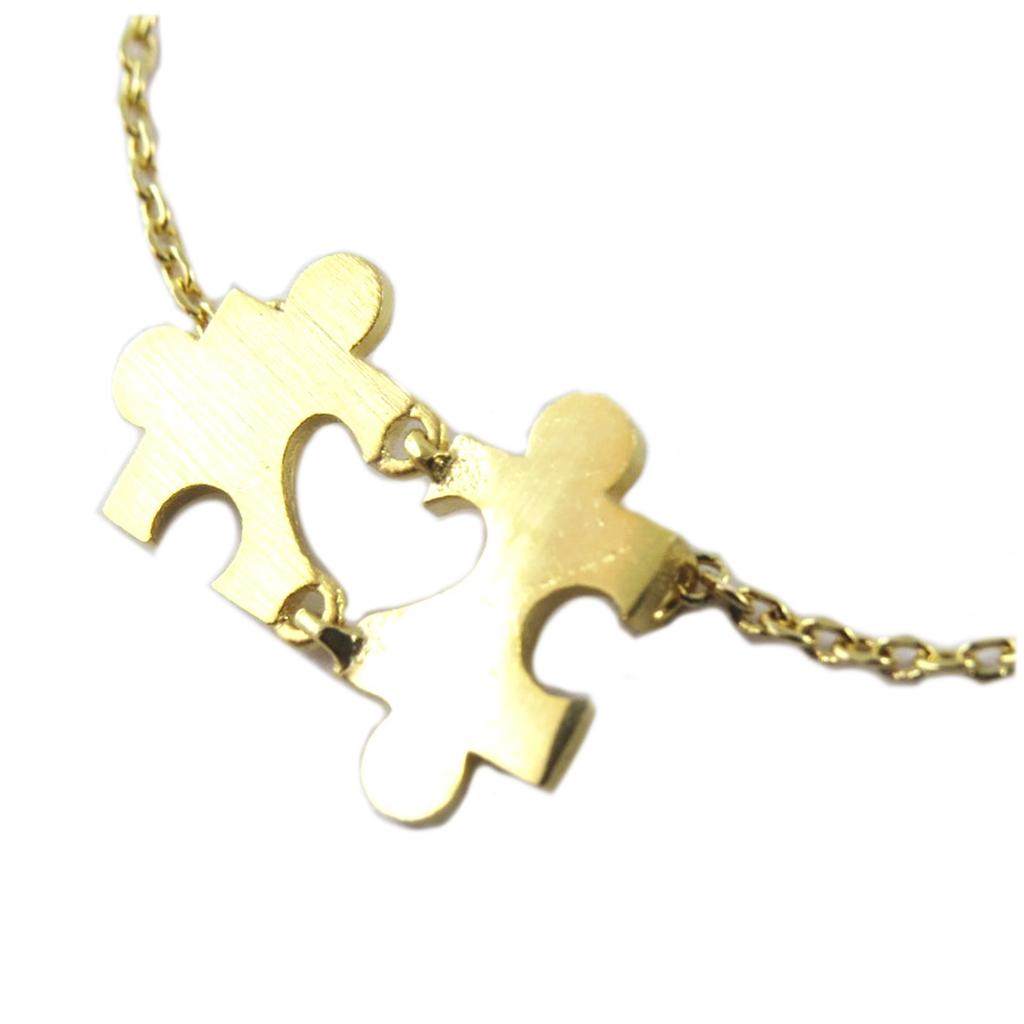 7bis [Q1389] - Gold 'Puzzle Design' Handcrafted Bracelet - 16x10 Mm