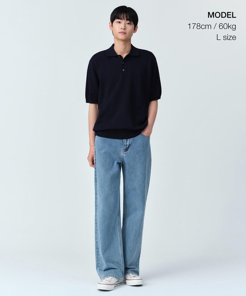 MUSINSA STANDARD Washable Supima Cotton Knitted Polo Shirt [Navy]
