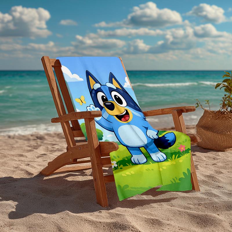 Ultra-Soft Beach Towel with Bluey Theme,Ideal for Pool - Camping, Diving - Perfect Travel Essential, Vibrant Beach Towel.
