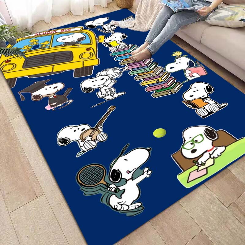 Non-slip area rug for living room with Snoopy cartoon design, soft rug for bedroom, children's playroom, sofa, home decor, doorm