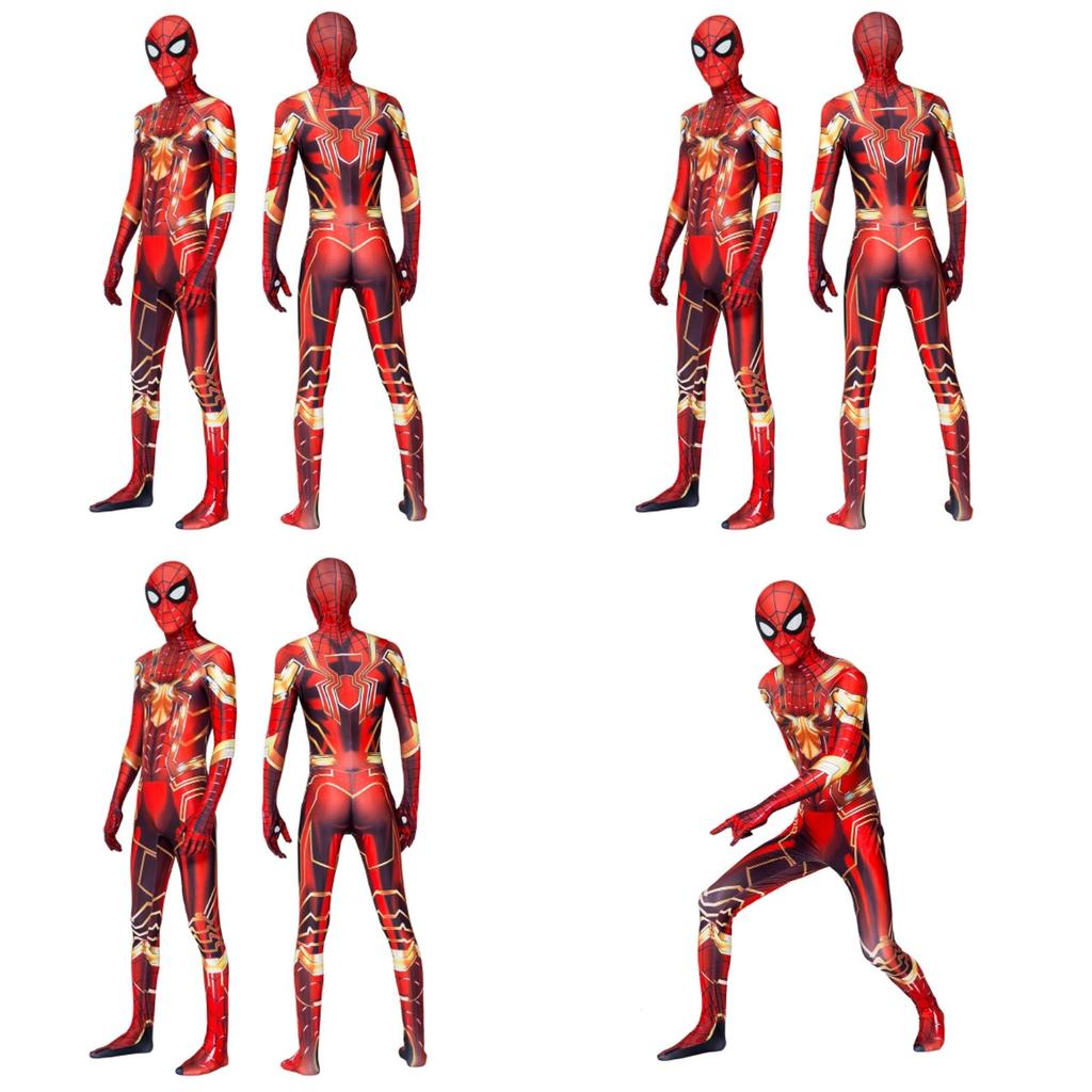 Косплей-костюм Marvel Стальной Человек-паук, наряд на все тело с капюшоном