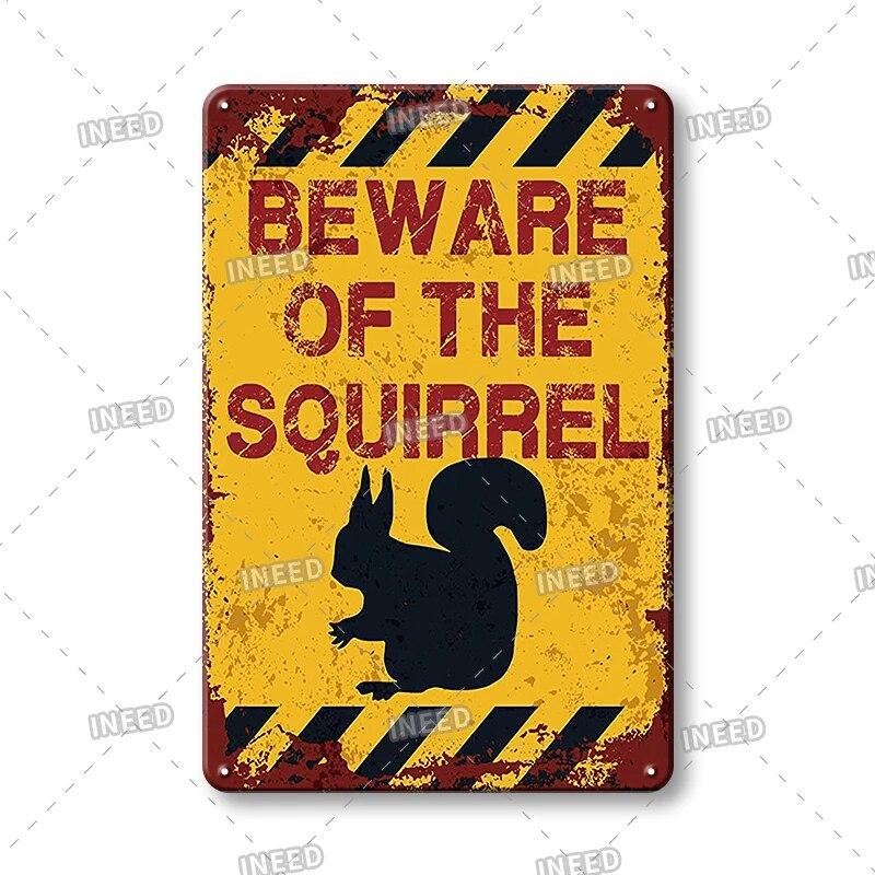BEWARE OF Dog Cat Chicken Retro Plaque Metal Tin Signs Garden Yard Home Decoration Caution Kraken Plate Animal Warning Sign