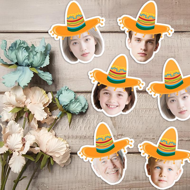 20 шт. Гавайская шляпа Персонализированная наклейка с этикеткой для лица На заказ Летний пляж Индивидуальные наклейки на день рождения, свадьбу Принадлежности для вечеринки