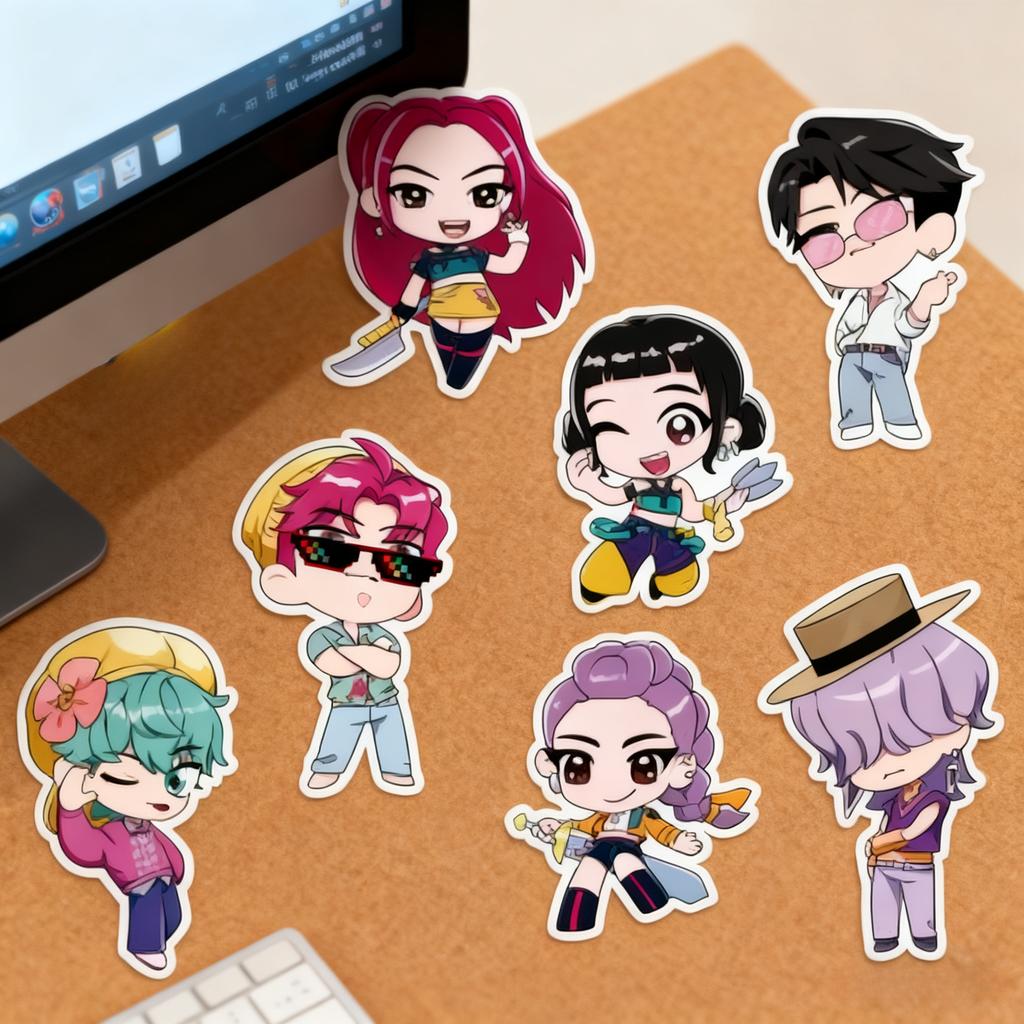 Набор тату-наклеек «Охотница на демонов Руми Кан» 20 штук KPOP Аниме Трендовые аксессуары | Звездный идол в том же стиле Водонепроницаемые Легко наклеиваются