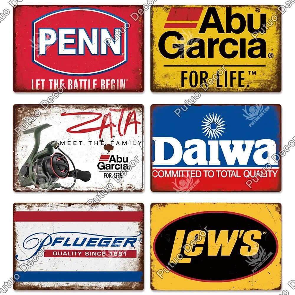 Putuo Decor Fishing Gear Retro Tin Sign Plaque Metal Plate Vintage Wall Art Poster Decoration for Tackle Shop Home Iron Painting