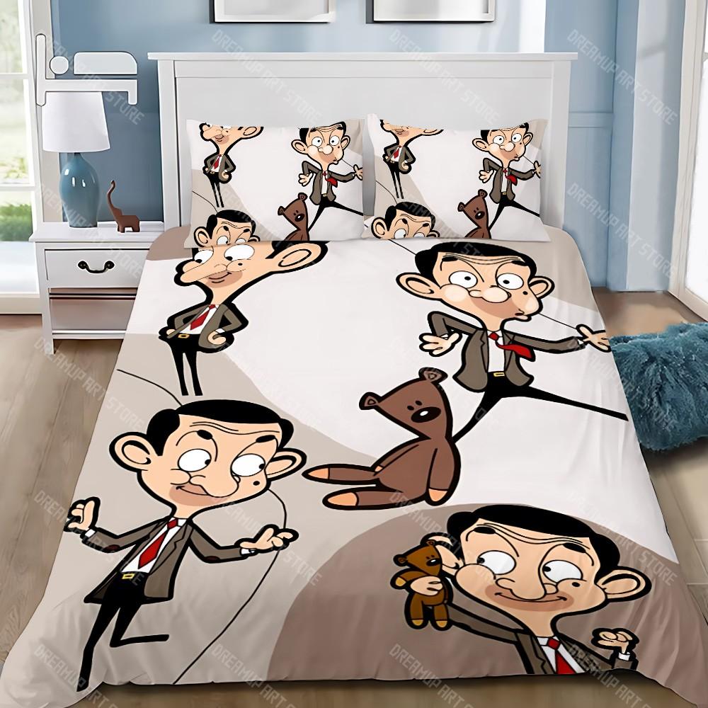 Мультяшный пододеяльник наволочка постельное белье комплект взрослый мальчик мистер Б-Бин девочка украшение для спальни детский подарок односпальный двуспальный большой размер