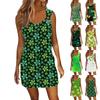 Women's Fashion Casual Printed Sleeveless Drawstring Dress With Pockets