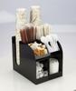 Coffee Counter Organizer, for Storing Paper Cups, Straws, and Condiments, Black, Multi-functional Cafe Stand