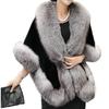 Women Ladies Faux Fur Shawl Cloak Cardigan Sweater Cape Poncho Coat