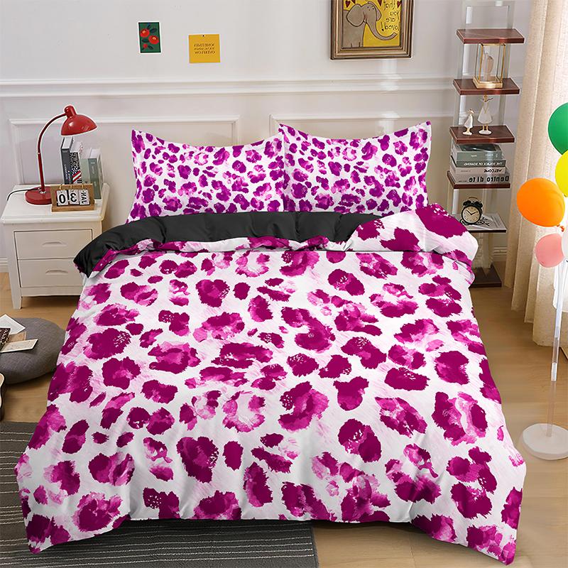 Leopard Print King Queen Duvet Cover Brown Cheetah Skin Pattern Bedding Set For Teens Girl Women Leopard 2/3pcs Soft Quilt Cover
